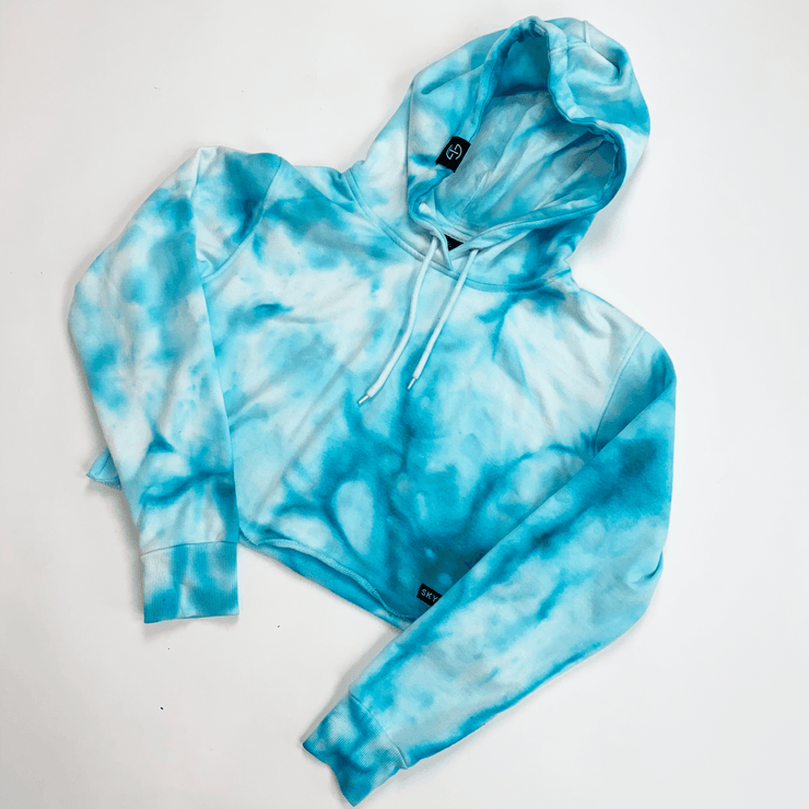 Cropped Tie Dye Hoodie - Blue - Skywear Threads